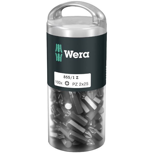 WERA ヴェラ 100本入 ポジドライブネジ用 ドライバービット 差込6.35mm 刃先サイズPZ2 全長25mm 072444 工具 ツール DIY|BONATHIA