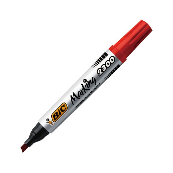 （まとめ） BIC油性マーカー パーマネントマーカー ECO 2300 赤 PM2300-RED1P 1セット（12本） 【×5セット】