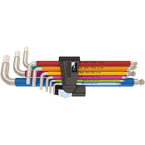 WERA ヴェラ ボールヘックスプラス 対辺大きさ5/64-3/8 9本組書き割り 022860 物の具 物の具 DIY やり方物の具 御先棒