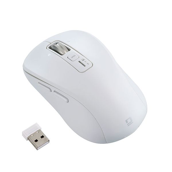 Digio 感動ホイールマウス Bluetooth・USB無線デュアル静音ボタンBlueLEDマウス Mサイズ ホワイト MUS-DKF242W