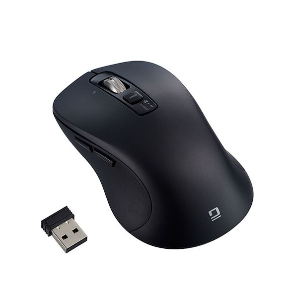 Digio 感動ホイールマウス Bluetooth・USB無線デュアル静音ボタンBlueLEDマウス Lサイズ ブラック MUS-DKF243BK