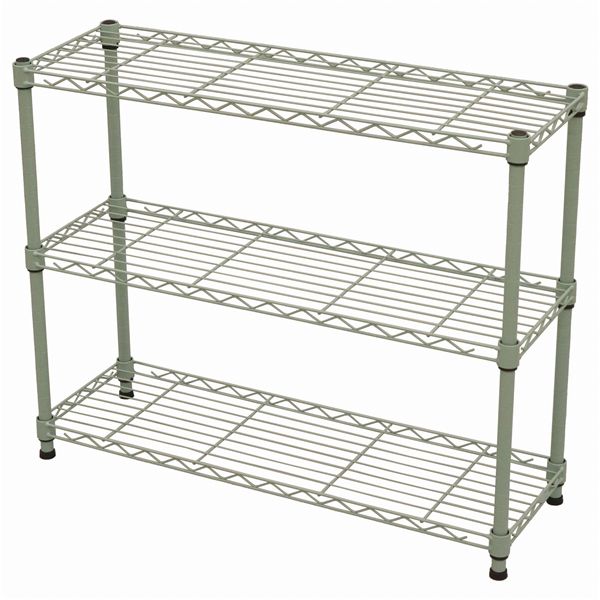 19Φスチールラックセット 幅約75×奥行25 3段 グリーン 組立品【代引不可】