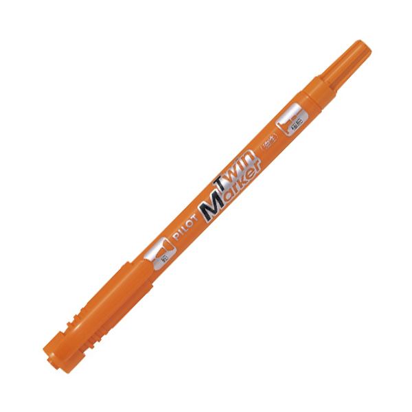 （まとめ） パイロット油性ツインマーカー 細字+極細 オレンジ MEF-12EU-O 1セット（10本） 【×5セット】