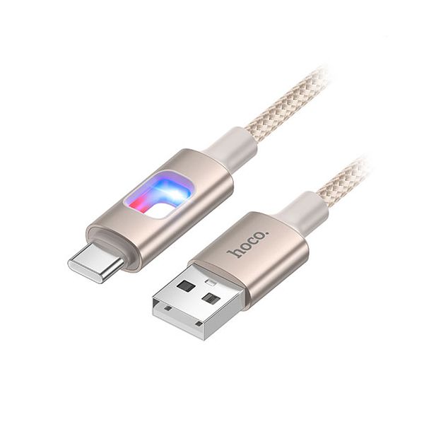 【5本セット】 hoco. U144 カラフルLED Type-Cケーブル RGBイルミネーション搭載 USB-A to USB-C ゴールド U144-AC-GDX5