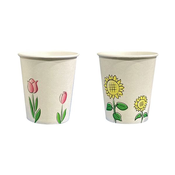 ファーストレイトペーパーカップ ロースタッキング仕様 チューリップ&向日葵 150ml(5オンス) FR-53621セット(4000個:1000個×4パック)|BONATHIA
