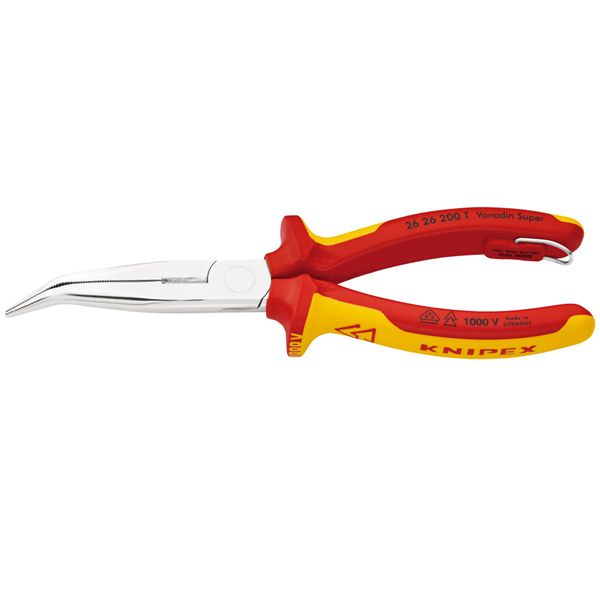 KNIPEX クニペックス 1000V絶縁先曲ラジオペンチ落下防止 全長200mm 2626-200T