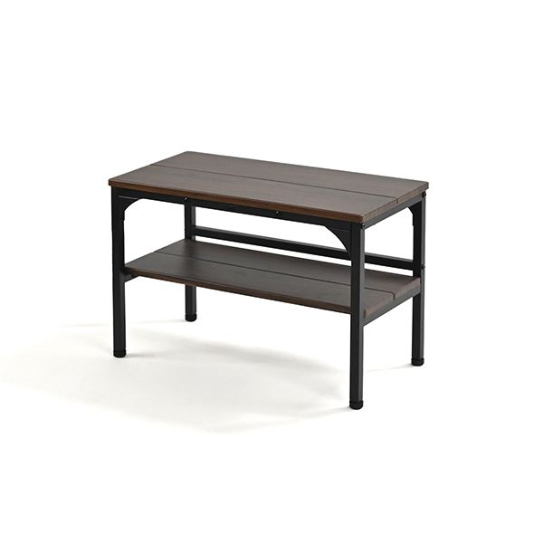 玄関ベンチ 幅約60cm 棚付き ダークブラウン スチール アジャスター付き 棚付き 収納家具 インテリア家具 玄関収納 組立品