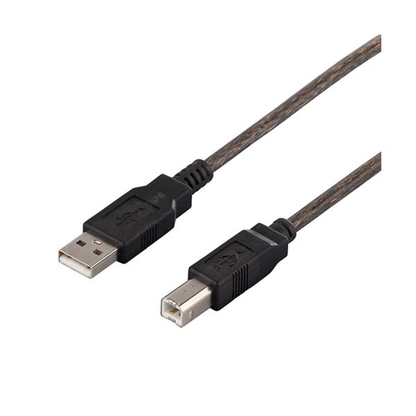 (まとめ) バッファローUSB2.0ケーブル(A to B) ブラックスケルトン 1.5m BSUAB215BS 1本 【×3セット】