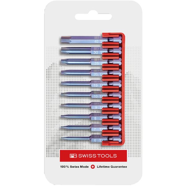 PB SWISS TOOLS ピービースイスツールズ 10本組 段付き トルクスビットセット ビットホルダー付 パッケージ仕様 E6.716CN｜BONATHIA