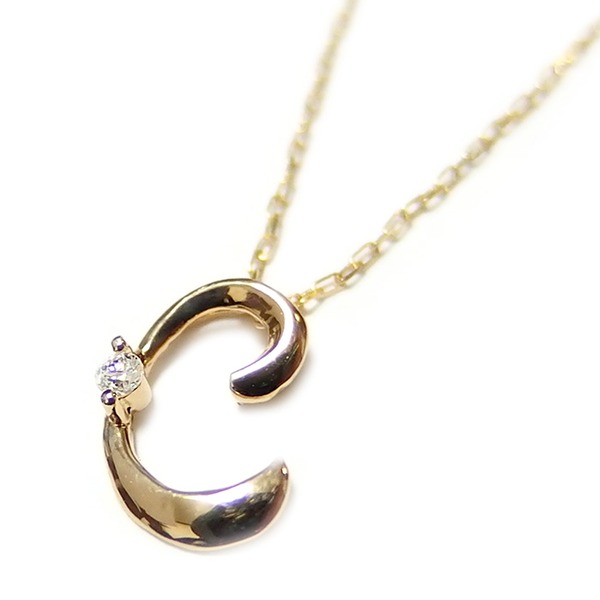 イニシャル ネックレス ダイヤモンド ネックレス 一粒 0.01ct K18 ゴールド 文字 C ダイヤネックレス ペンダント｜BONATHIA