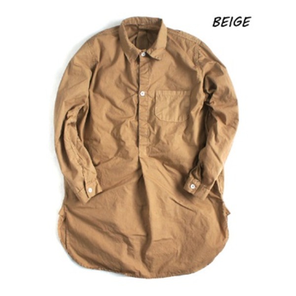 スウェーデン軍 プルオーバー スリーピングシャツ 36 レディースフリー相当 ベイジュ 後染め レプリカ 綿100％ ミリタリーウェア