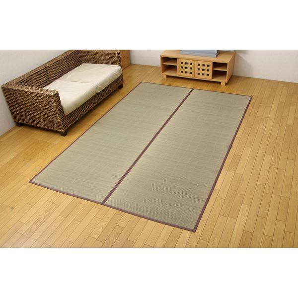 い草 花ござ/ラグマット 【無地 江戸間4.5畳 約261×261cm】 裏：不織布 抗菌防臭 消臭 調湿 裏貼CP 〔リビング〕【代引不可】