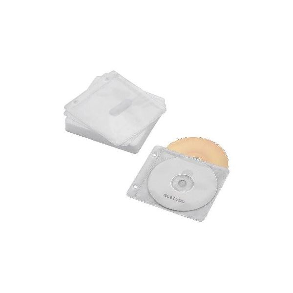 (まとめ)エレコム Blu-ray・CD・ヴィデオディスク対応不織布容れもの 2穴 CCD-NBWB60WH【×10書き割り】