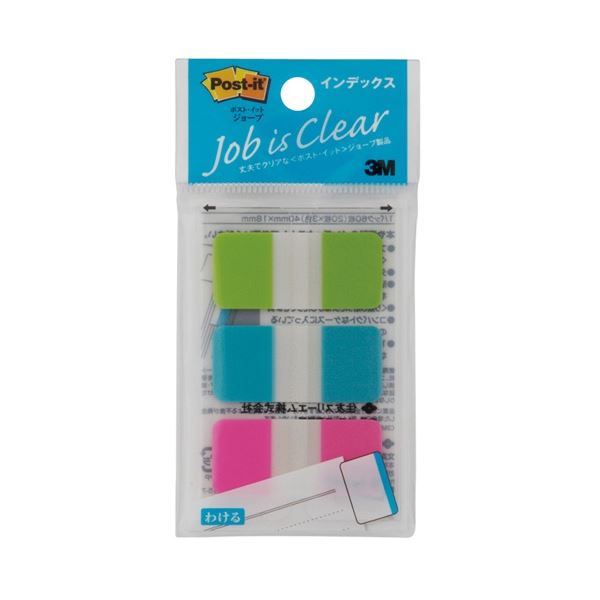 3M ポスト・イット ジョーブ インデックス 40×18mm ローズ、スカイブルー、メロン 682S-2 1セット(30冊：3冊×10パック)