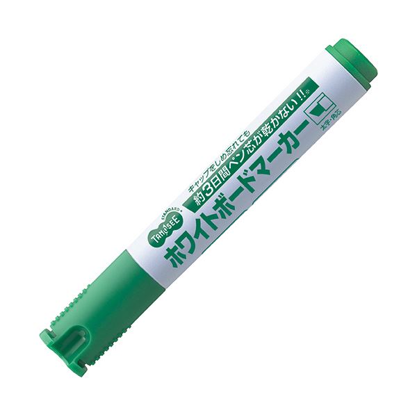(まとめ) TANOSEE ホワイトボードマーカー ノン素っ気ない印字機 太字・角芯 緑 1本  【×100書き割り】
