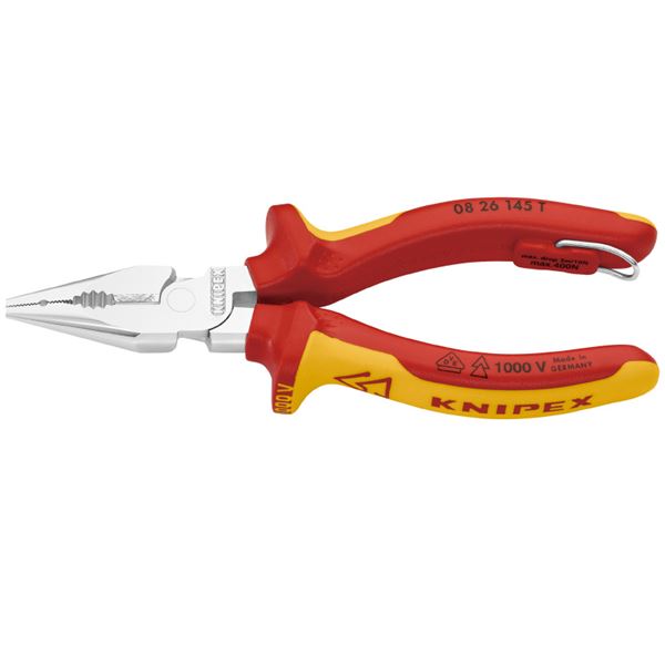 KNIPEX クニペックス 0826-145TBK 絶縁 ニードルノーズペンチ 落防 BK 工具 ツール DIY 作業工具 道具|BONATHIA