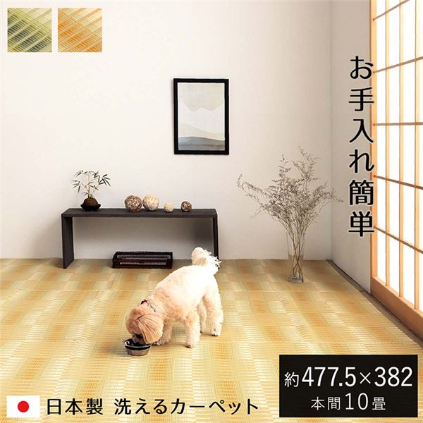 洗える ござ 引っ敷き 本間10畳 約477.5×382糎 ベージュ 日本製 国産 除菌吹きつける相応う 思わしい アウトドア 余暇 愛玩動物【代引不可】