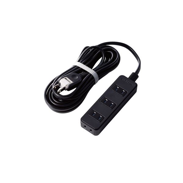 （まとめ）エレコム AVシャッター水道栓／4個口／5m／黒いこと AVT-ST02-2450BK【×3書き割り】