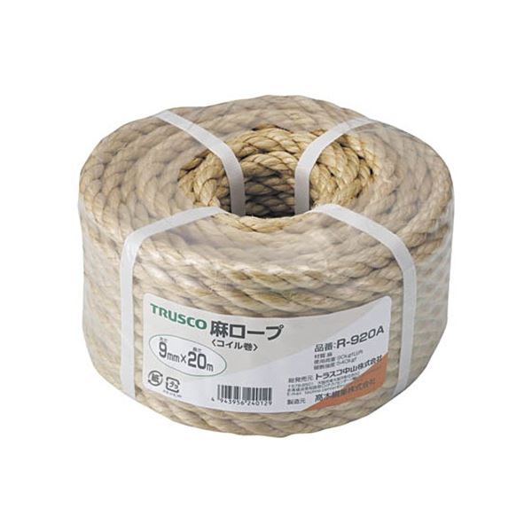 (まとめ) TRUSCO 麻索条 9mm×20m R-920A 1巻 【×3書き割り】