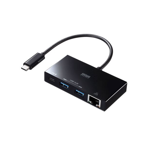 サンワサプライ USB Type-Cハブ付き ギガビットLANアダプタ USB-3TCH20BK|BONATHIA
