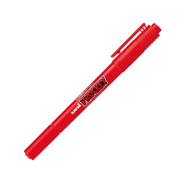 (まとめ) 三菱鉛筆 水溶性目じるし プロッキー 細字丸芯+極細 赤 PM120T.15 1本  【×100書き割り】