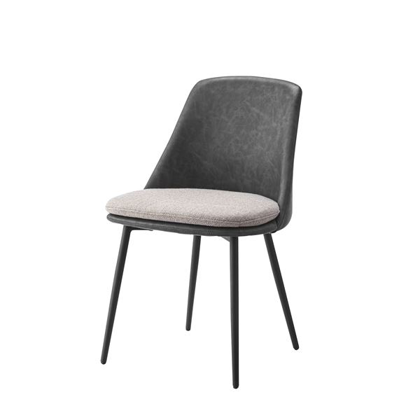 ダイニングチェア パーソナルチェア 幅50cm ダークグレー スチール ソフトレザー 組立品 リビング インテリア家具 店舗｜BONATHIA
