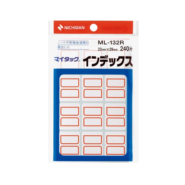 (まとめ) ニチバン マイタック インデックス 紙ラベル 中 23&times;29mm 赤枠 ML-132R 1パック(240片：12片&times;20シート) 【&times;50セット】｜BONATHIA
