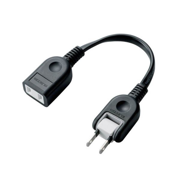 (まとめ) エレコム ACアダプタ用電源延長コード 2Pオス-メス 1個口 ブラック 0.1m T-ADR1BK 1個 【×30セット】