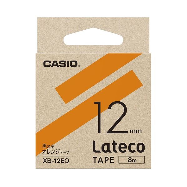 （まとめ）カシオ計算機 ラテコ専用磁気テープXB-12EO オレンジ色に黒文字（×10書き割り）