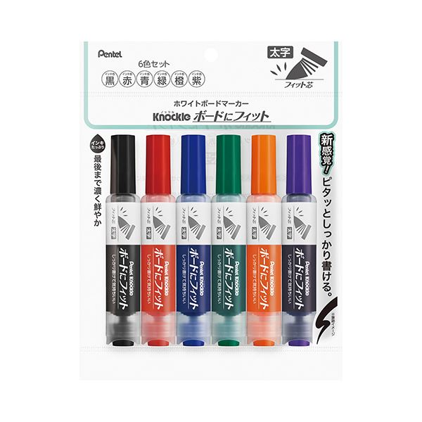 (まとめ) ぺんてる ボードマーカーノックル EMWL5BF6ST 太字 6色 【×30書き割り】