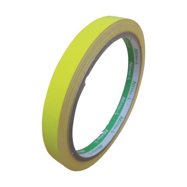 (まとめ) 日東エルマテリアル 蛍光テープ 10mm×5m レモン LK-10LY 1巻 【×20セット】