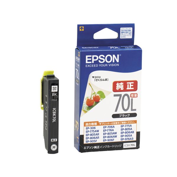 (まとめ) エプソン EPSON インキ薬莢 黒いこと 引き揚げ ICBK70L 1個  【×10書き割り】