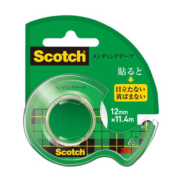 (まとめ) 3M スコッチ メンディングテープ使い切りタイプ 小巻 12mm×11.4m ディスペンサー付 CM-12 1個 【×50セット】