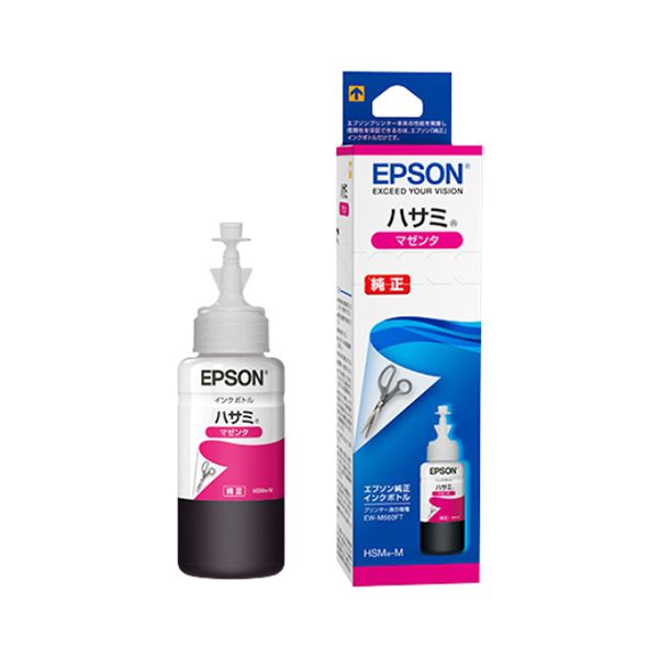 (まとめ) エプソン インキ瓶 ハサミ マゼンタ70ml HSM-M 1個  【×10書き割り】