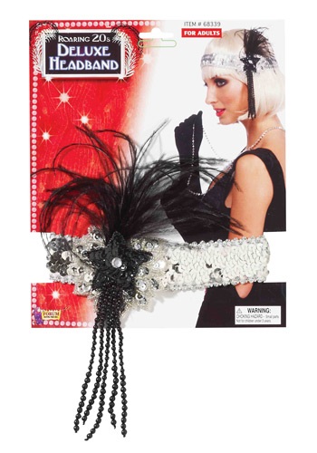 ブラック and Silver Beaded フラッパー Headband クリスマス ハロウィン コスプレ 衣装  仮装 小道具 おもしろい  イベント パーティ ハロウィーン 学芸会