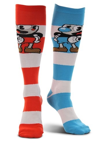 Knee High Cuphead & Mugman Striped Socks ハロウィン コスプレ 衣装  仮装 小道具 おもしろい  イベント パーティ ハロウィーン 学芸会