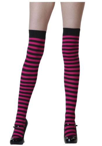 ブラック and Fuchsia Striped Stockings ハロウィン コスプレ 衣装  仮装 小道具 おもしろい  イベント パーティ ハロウィーン 学芸会