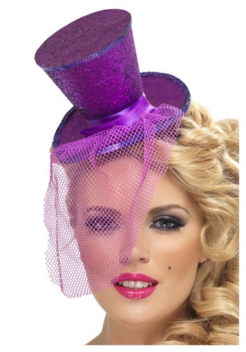 Purple Glitter Mini Top 帽子 ハット ハロウィン コスプレ 衣装  仮装 小道具 おもしろい  イベント パーティ ハロウィーン 学芸会
