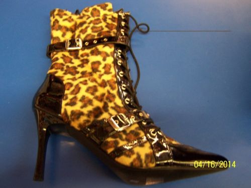 Daring アンクルブーツ Buckle レオパード ヒョウ ギャング ギャングスターヤクザ ヤンキー Pinstripe アクセサリー クリスマス ハロウィン コスチューム コスプレ 衣装 変装 仮装 Painfreepainrelief Com