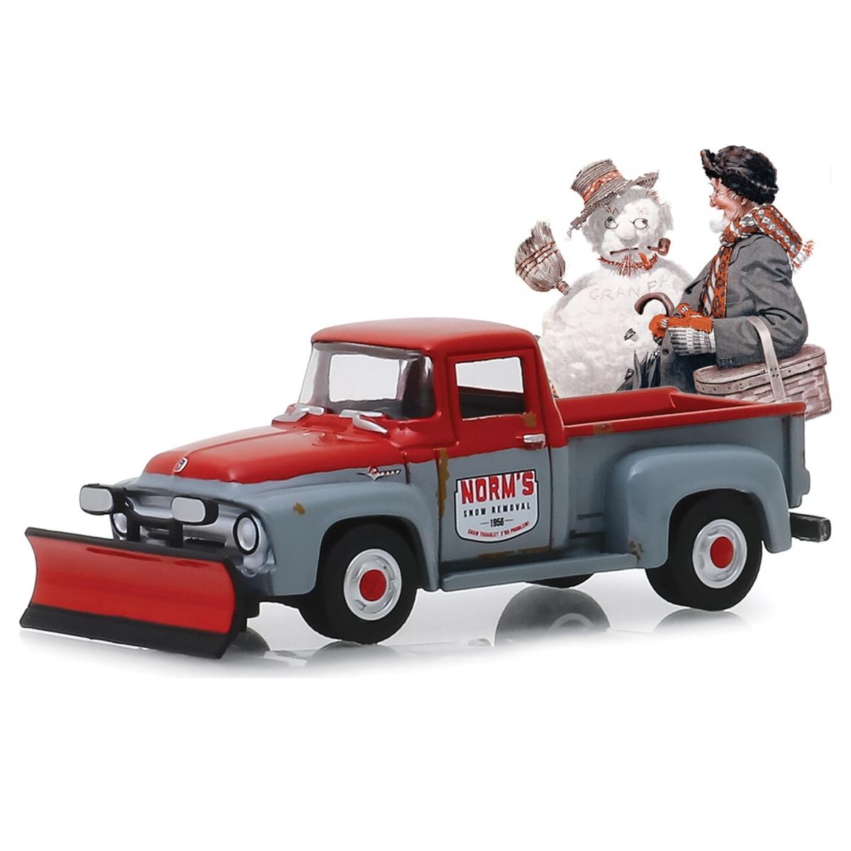 Greenlight Norman Rockwell 1956 Ford フォード F-100 with Snow Plow 1/64 スケール | ダイキャストカー ダイキャスト 車のおもちゃ 車 おもちゃ コレクション ミニチュア ダイカスト モデルカー ミニカー アメ車 ギフト プレゼント