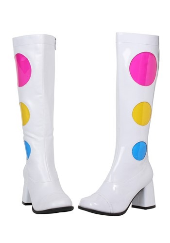 Women's ホワイト Polka Dot Gogo ブーツ | コスプレ 衣装 仮装 小道具 おもしろい イベント パーティ 発表会 デコレーション リボン アクセサリー メンズ レディース 子供 おしゃれ かわいい ギフト プレゼント｜Mars shop