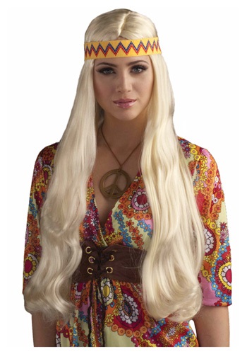 Blonde Hippie Chick ウィッグ w/ ヘッドバンド | コスプレ 衣装 仮装 小道具 おもしろい イベント パーティ 発表会 デコレーション リボン アクセサリー メンズ レディース 子供 おしゃれ かわいい ギフト プレゼント