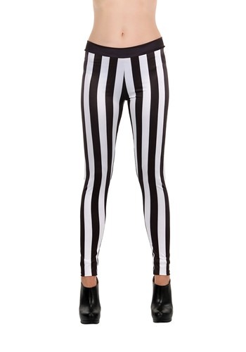 Women's ブラック and ホワイト Striped Leggings | コスプレ 衣装  仮装 小道具 おもしろい  イベント パーティ 発表会 デコレーション リボン アクセサリー メンズ レディース 子供 おしゃれ かわいい ギフト プレゼント