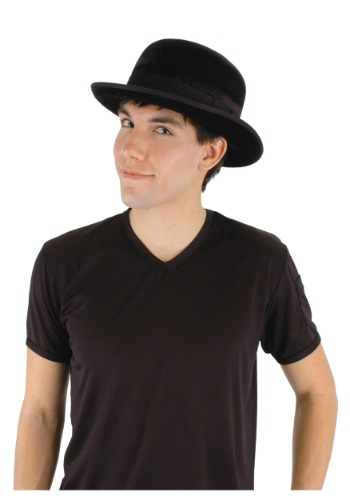 ブラック Velour Bowler 帽子 ハット | コスプレ 衣装  仮装 小道具 おもしろい  イベント パーティ 発表会 デコレーション リボン アクセサリー メンズ レディース 子供 おしゃれ かわいい ギフト プレゼント