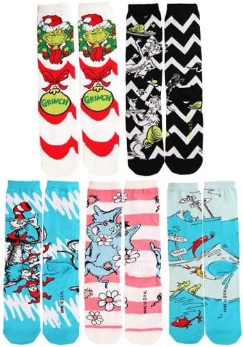 Dr. Seuss Pattern Crew Sock Set for 大人用s | コスプレ 衣装  仮装 小道具 おもしろい  イベント パーティ 発表会 デコレーション リボン アクセサリー メンズ レディース 子供 おしゃれ かわいい ギフト プレゼント
