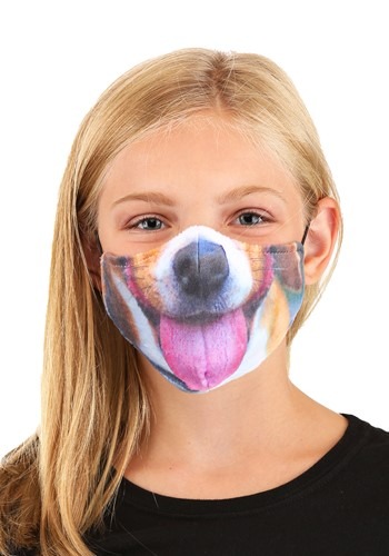 Child's Dog with Tongue Sublimated Face マスク | コスプレ 衣装  仮装 小道具 おもしろい  イベント パーティ 発表会 デコレーション リボン アクセサリー メンズ レディース 子供 おしゃれ かわいい ギフト プレゼント