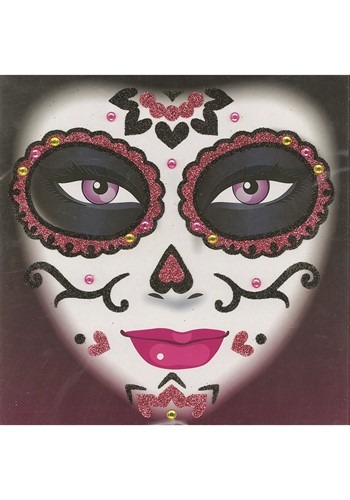 Pink Glitter Day of the Dead Face Art | コスプレ 衣装  仮装 小道具 おもしろい  イベント パーティ 発表会 デコレーション リボン アクセサリー メンズ レディース 子供 おしゃれ かわいい ギフト プレゼント
