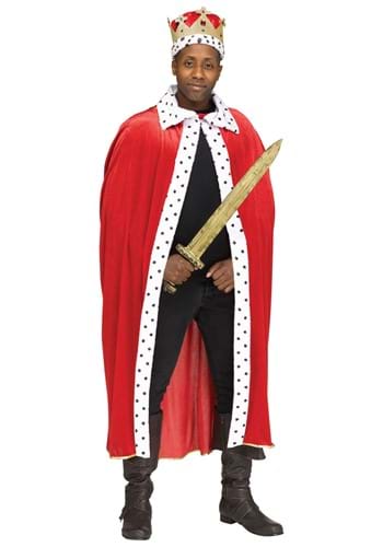レッド King マント ケープ and Crown 大人用 Set | コスプレ 衣装  仮装 小道具 おもしろい  イベント パーティ 発表会 デコレーション リボン アクセサリー メンズ レディース 子供 おしゃれ かわいい ギフト プレゼント