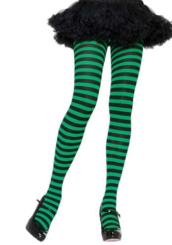 ブラック and Green Striped Nylon Tights for Women | コスプレ 衣装  仮装 小道具 おもしろい  イベント パーティ 発表会 デコレーション リボン アクセサリー メンズ レディース 子供 おしゃれ かわいい ギフト プレゼント