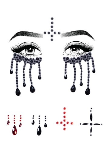 Possessed Nun Adhesive Face Jewel Kit | コスプレ 衣装  仮装 小道具 おもしろい  イベント パーティ 発表会 デコレーション リボン アクセサリー メンズ レディース 子供 おしゃれ かわいい ギフト プレゼント